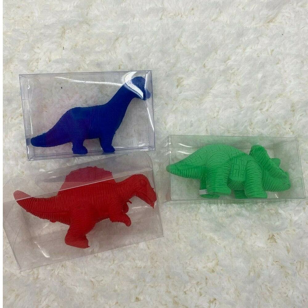 Dinosaur Erasers NEW In Boxes  Red Blue Green